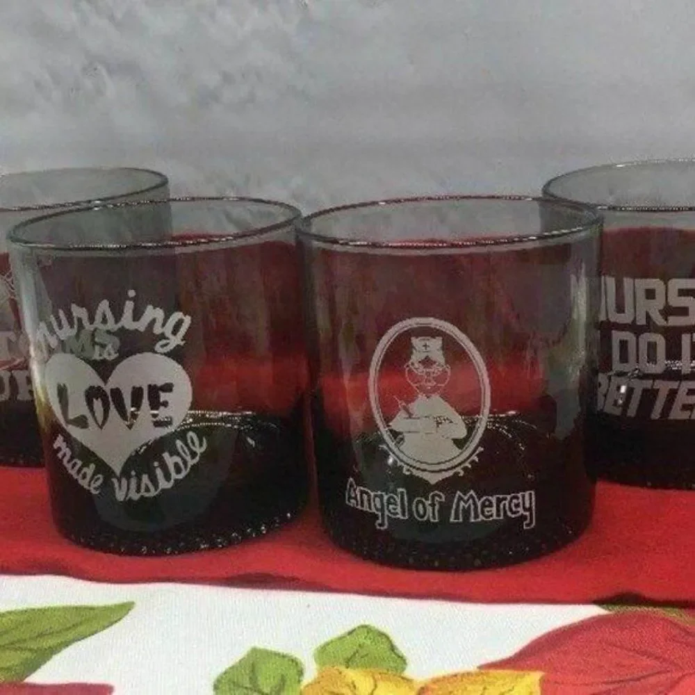 Covid Nurse Set of 4 Drinking Glasses‎